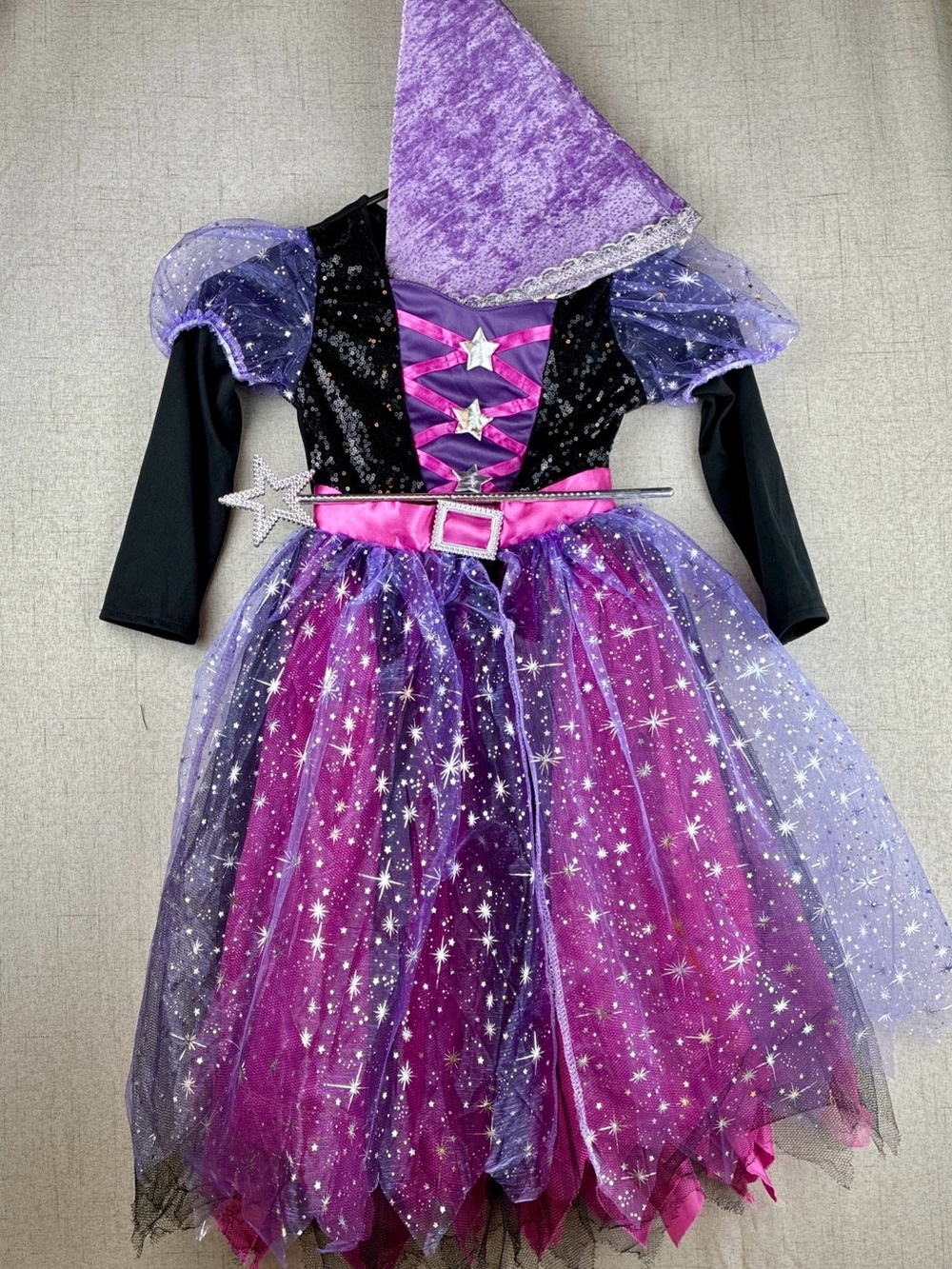 Spooktacular Enchanting Starry Witch Girls Costume Purple Pink Black 3 Sparkles